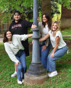 The Silvers siblings have fun on campus. Left to right are Madison, Tres, Jessica and Allison.