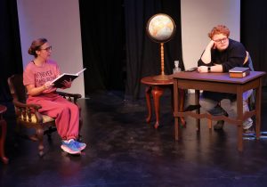 Angela Bride, left, and Dodger Kirkland rehearse the play “Drama.”