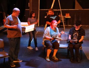 Left to right, Michael Fillers, Nakara Baldwin, James Sams, Shelly Skelly-Ramos and Sam Garland perform a scene in one of the plays.