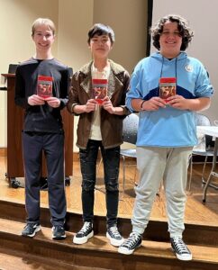 The Cookeville High School A team won the novice division. Left to right are team members Daniel Slater, Raymond Yang and Joshua Sasser.