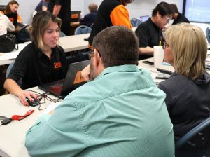 Amiranee Au prepares an income tax return in Jonesborough.