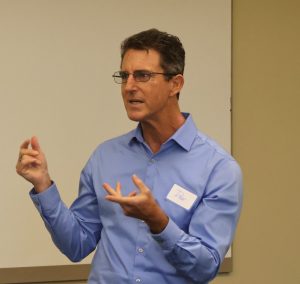 Dr. Don Turk discusses potential grant sources with alliance members at their meeting.