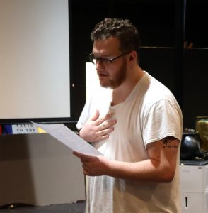 JT Wolf auditions for a part in the productions. He will be one of the leads in “The Taming of the Shrew.”