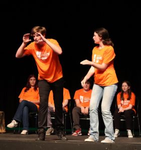 Two participants perform at Theatre Camp in 2025.