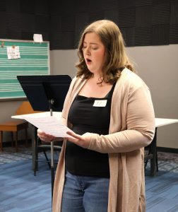 Amy Bailey participates in her vocal audition. She was selected for the adult ensemble.