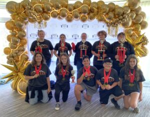 Team members show their trophies and medals at the conclusion of the Southeastern Association of Educational Opportunity Program Personnel’s Academic Bowl in Atlanta.