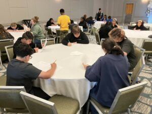 Members of the Tusculum team participate in the competition in Atlanta. They are, from the bottom left going clockwise, Santiago Peralta, Timothy Shakespeare, Joshua Grieve, Mycella Baker and Katherine Martinez.