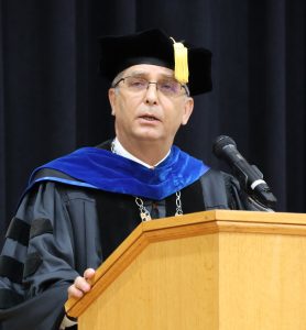 Dr. Scott Hummel addresses students, faculty and staff during the Opening Convocation.