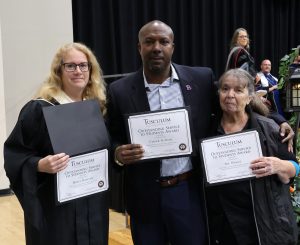 Students honored, left to right, Holly Ratcliff, Chuck Sutton and Nancy Leonard during the ceremony.