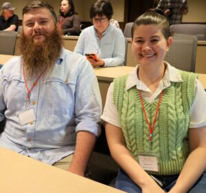 Joe Calloway, left, and Breanna Mathes are photographed at Tusculum’s Academic Symposium.