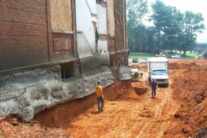 This is a historic photo of construction for the library expansion.