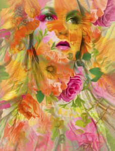 This is a self-portrait called “Flowers Revel in Emotion.”
