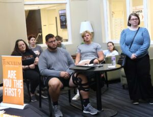 Tusculum students and staff watch the speakers at the event.