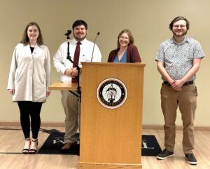 Tusculum students who participated in the conference were, left to right, Samantha Nelson, Hughston Burnheimer, Sydney May and Chris Colmer.