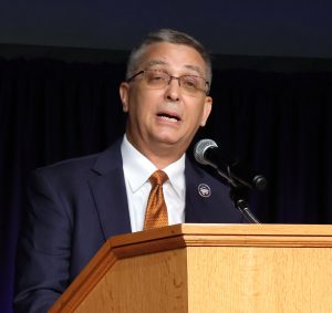 Dr. Scott Hummel, Tusculum’s president, gives remarks during the luncheon.