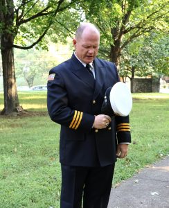 The Rev. E.J. Swatsell delivers a prayer during the 9/11 remembrance.