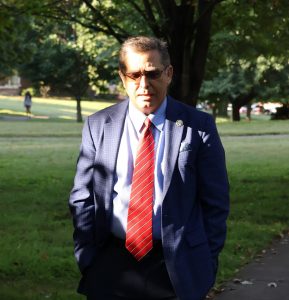 Dr. Scott Hummel discusses 9/11 during the ceremony.