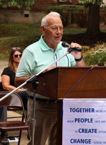 Rotary Club member Tony LaMarca speaks during the ceremony.