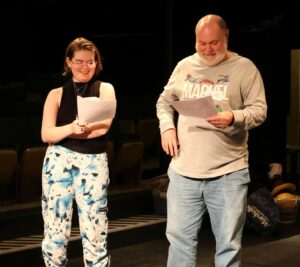 Emme Foster, left, and Michael Fillers audition for a role in the “5 X 10 Plays.”