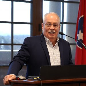 Dale Long speaks to everyone who attended the presentation.