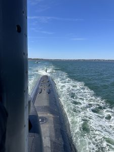 The USS Greeneville is underway from Portsmouth for sea trials.