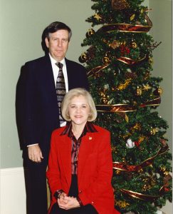 Janie McCamey Larkin, right, and her husband Billy pose for a photo in 1999.