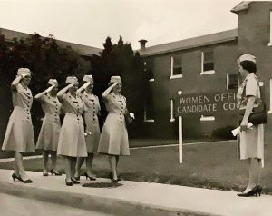 Five candidates salute Col. Jo Anne Kilday, who is on the right. At the time, Kilday was a captain.