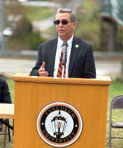 Dr. Scott Hummel, Tusculum University’s president, addresses the audience.