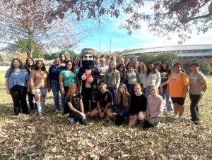 Upward Bound and Upward Bound Math and Science students enjoy the tailgate at Tusculum and are joined by the university’s mascot, Zeke.