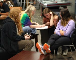 Left to right, Malachi Ledford, Cheyenne Hewitt, AnnaLee Simpson and Morgan Martin participate in Trivia Night. 