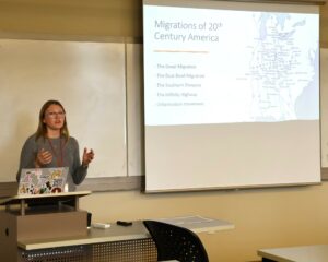 Student Sydney May gives her presentation during the Academic Symposium.