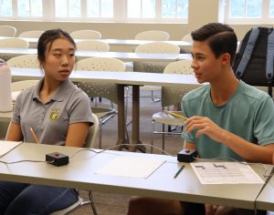 Two students play in one of the games.