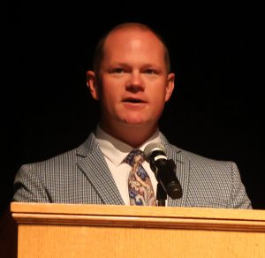 The Rev. E.J. Swatsell speaks on campus.